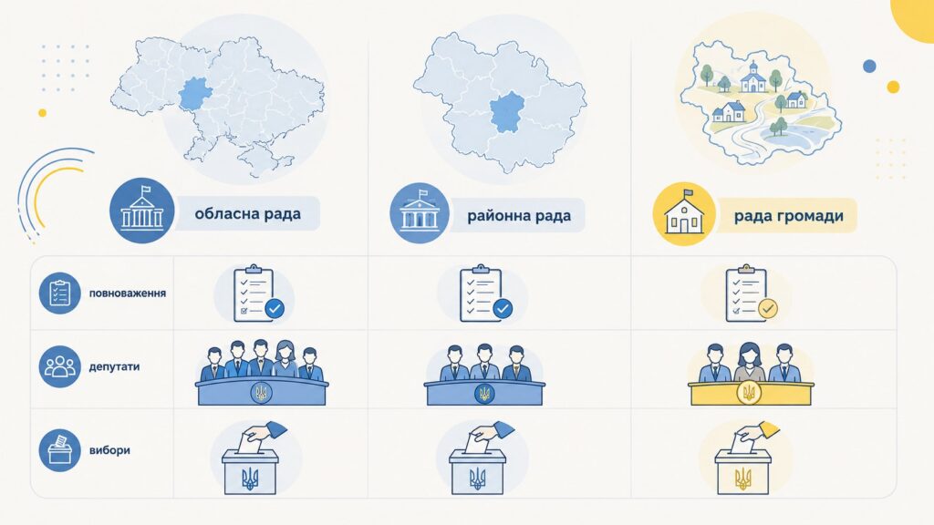 Обласна та районна рада: повноваження, вибори депутатів та хто за що відповідає