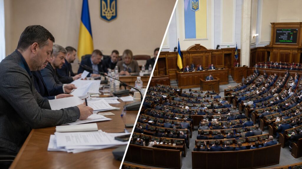 Шлях законопроєкту: ініціатива, комітети, читання, голосування, вето та набрання чинності.