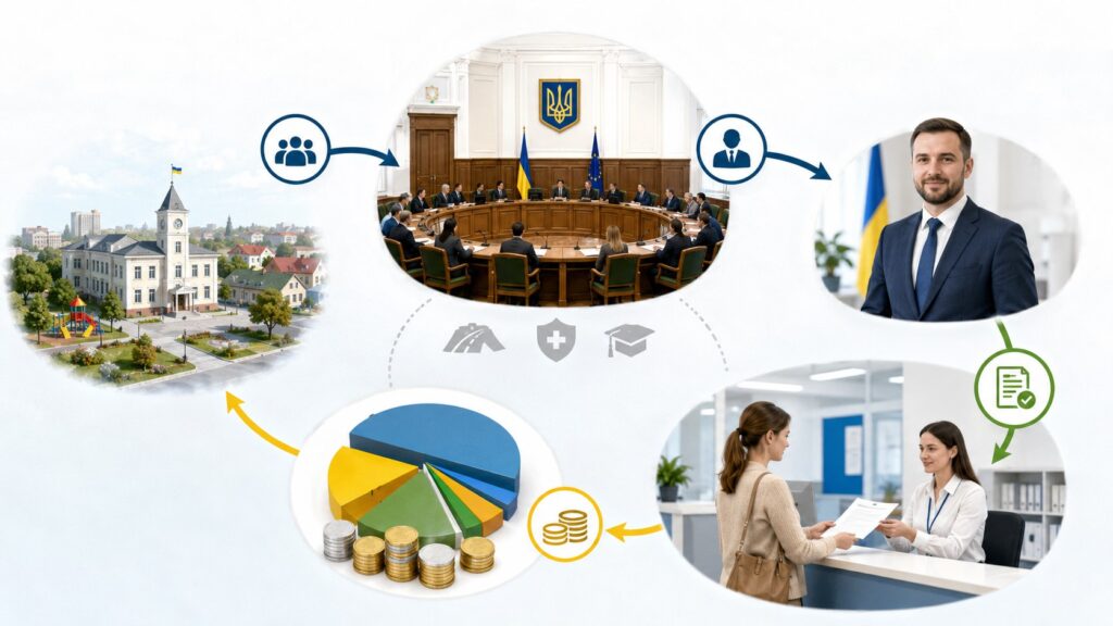 Як працює місцеве самоврядування: громади, ради, голови, бюджети й адміністративні послуги на рівні