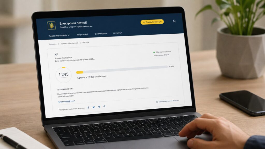 Електронна петиція: скільки підписів потрібно, строки, створення, поширення та відповідь влади 2026