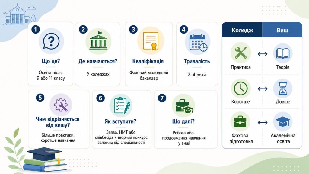 Що таке коледж і фахова передвища освіта: як вступити, відмінності від вишу й можливості після школи