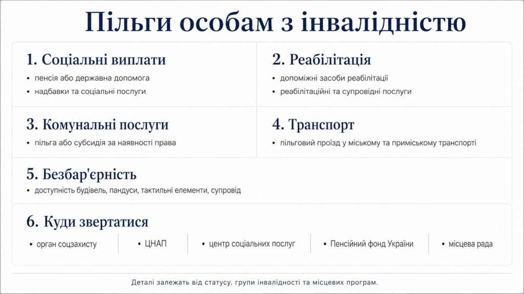Які пільги передбачені для осіб з інвалідністю