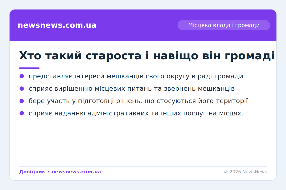 Хто такий староста та його роль у громаді